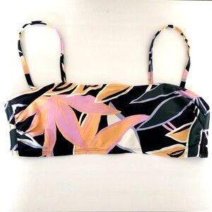 KONA SOL Tropical Print Bandeau Bikini Top Sz XL